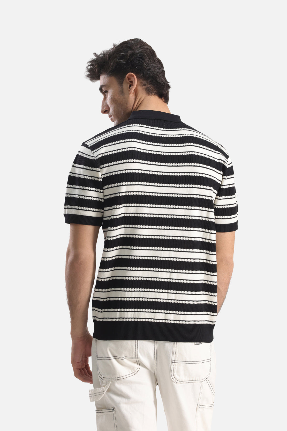 STRIPED JOHNNY COLLAR POLO