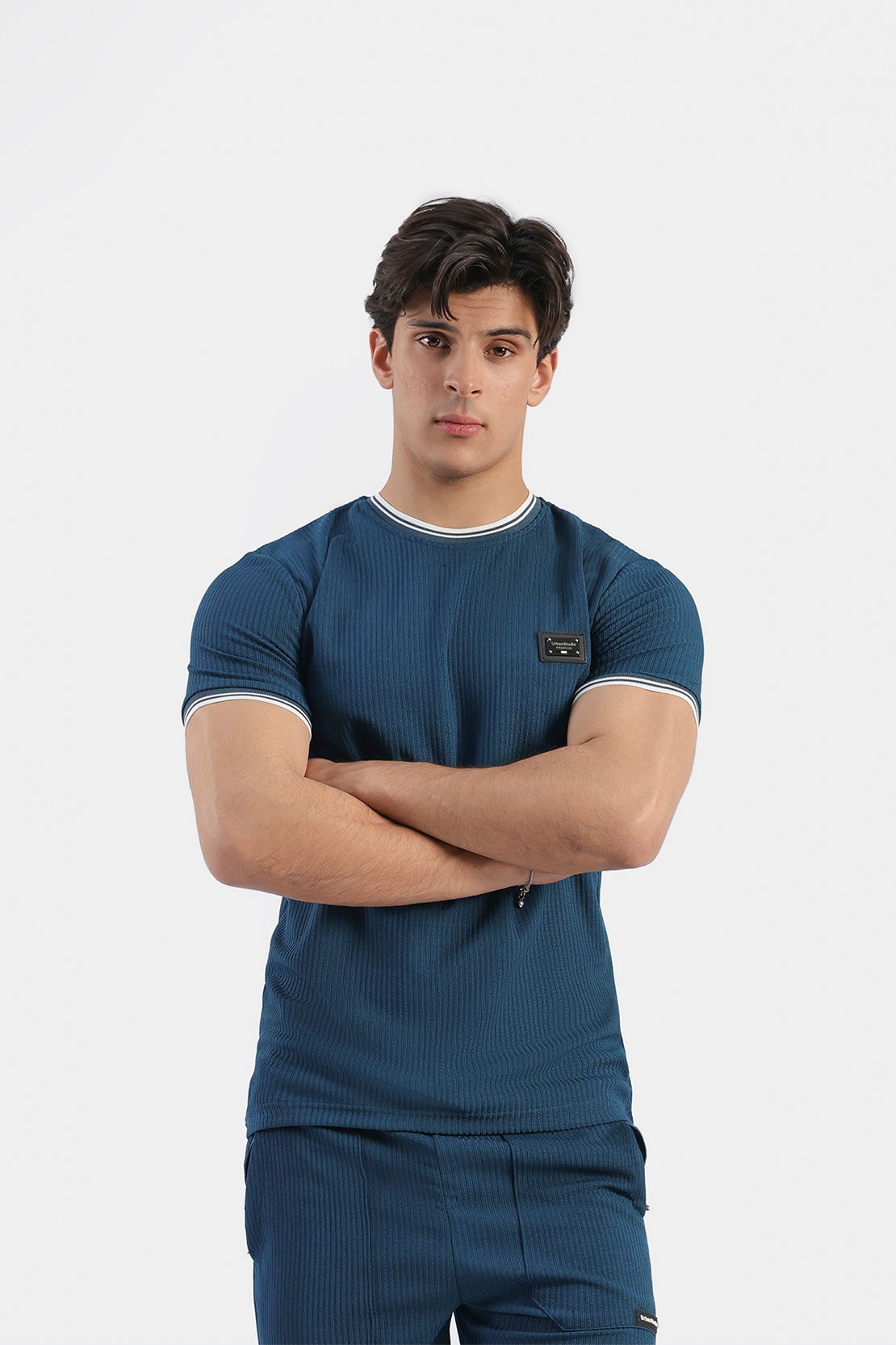 MEN COORD SET RIBBED SHIRT