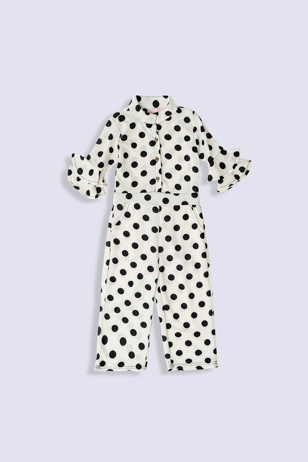 Doted Print Jump Suit