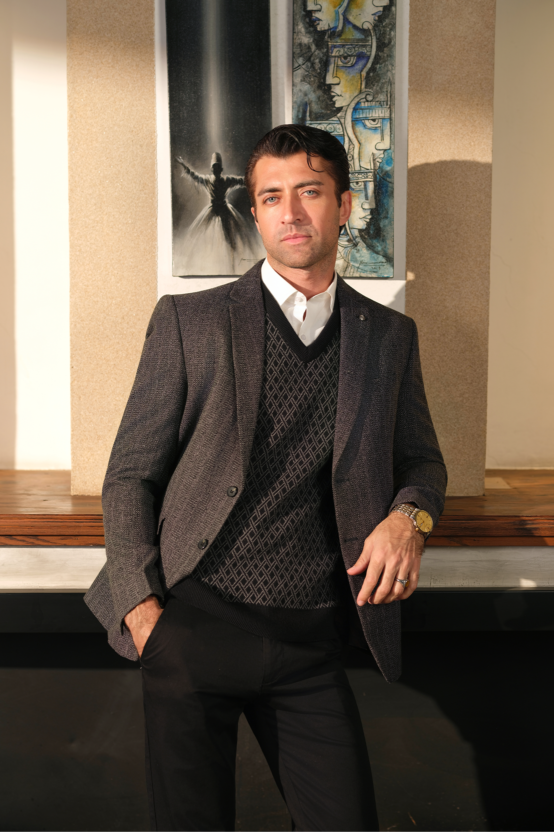 Contrast Textured Coat