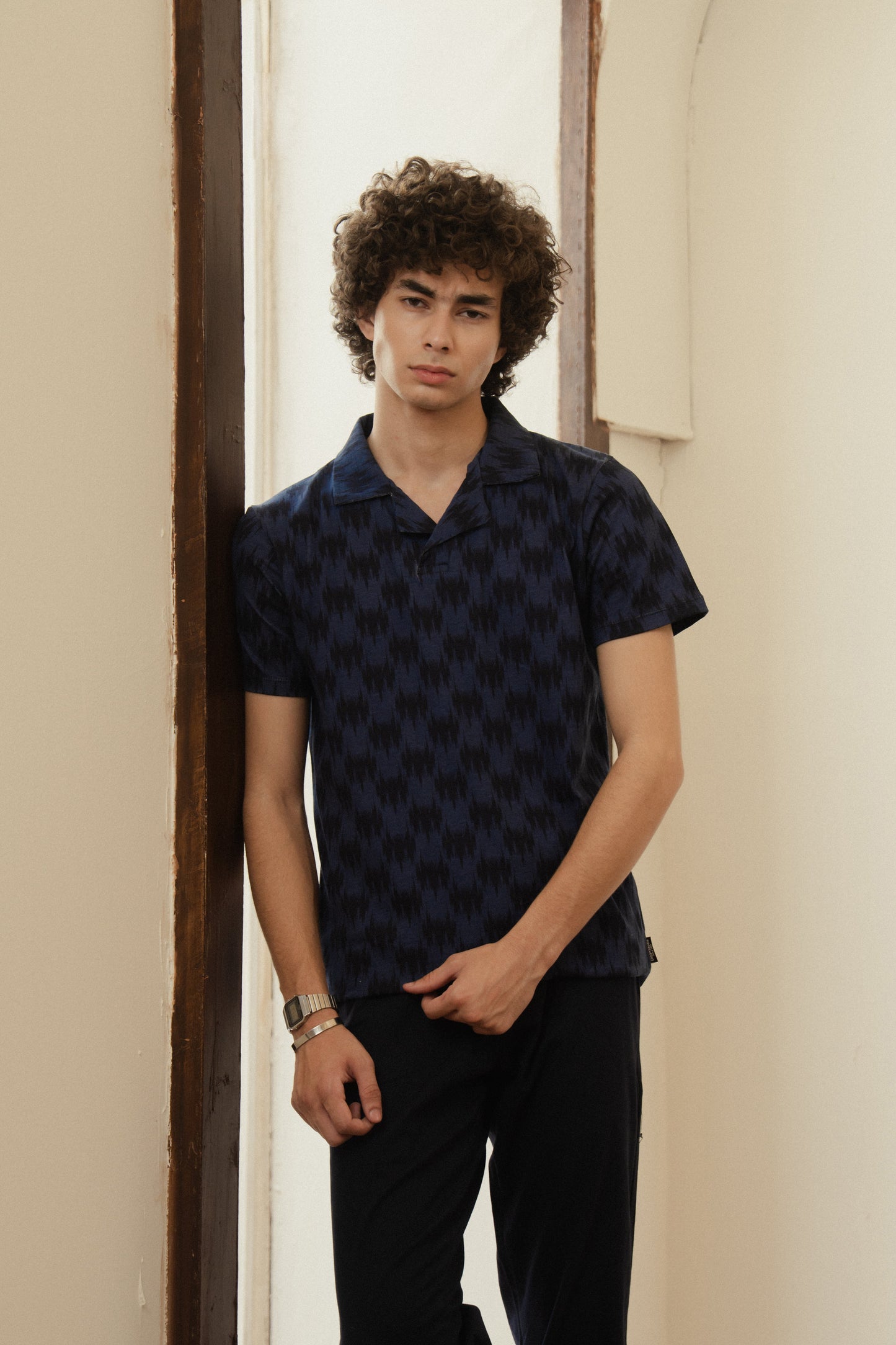 Textured Print Polo