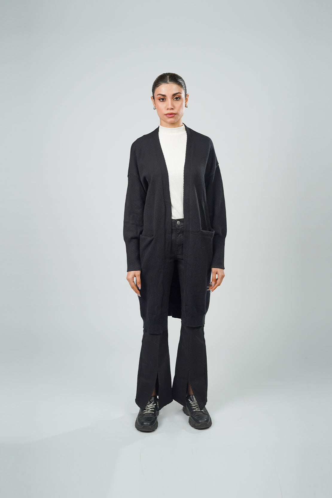 Ladies Front-Open Long Cardigan