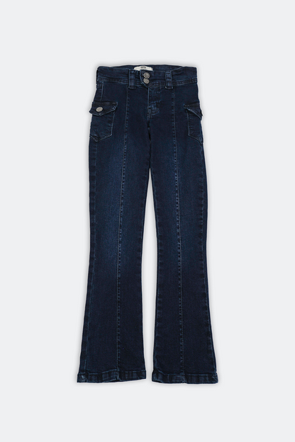 Pleated Flared Jeans