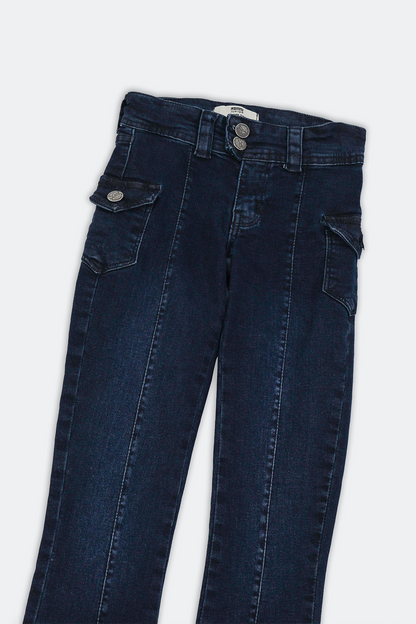 Pleated Flared Jeans