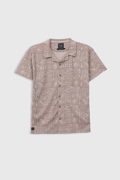 Printed Cuban Collar Shirt