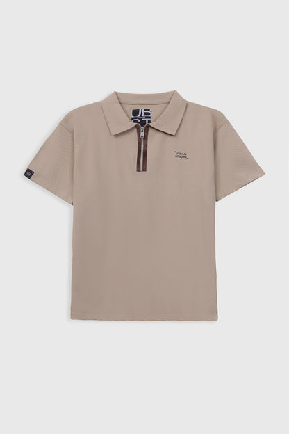 Quarter Zip-Up Polo Shirt