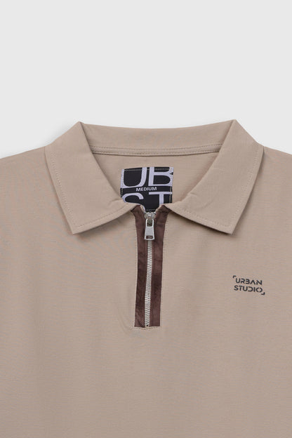 Quarter Zip-Up Polo Shirt