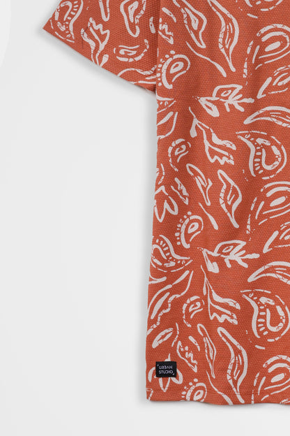 Printed Cuban Collar Shirt