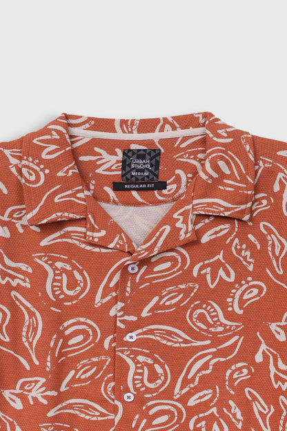 Printed Cuban Collar Shirt