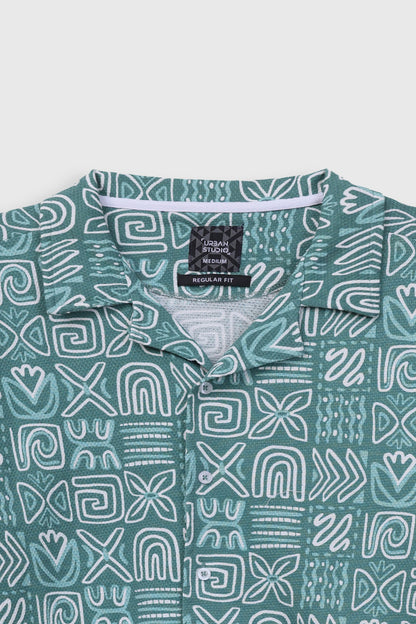 Printed Cuban Collar Shirt