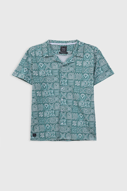 Printed Cuban Collar Shirt