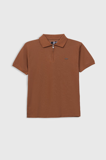 Quarter Zip-Up Polo Shirt