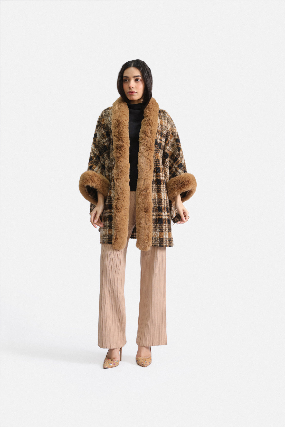 Checked Cape Shawl