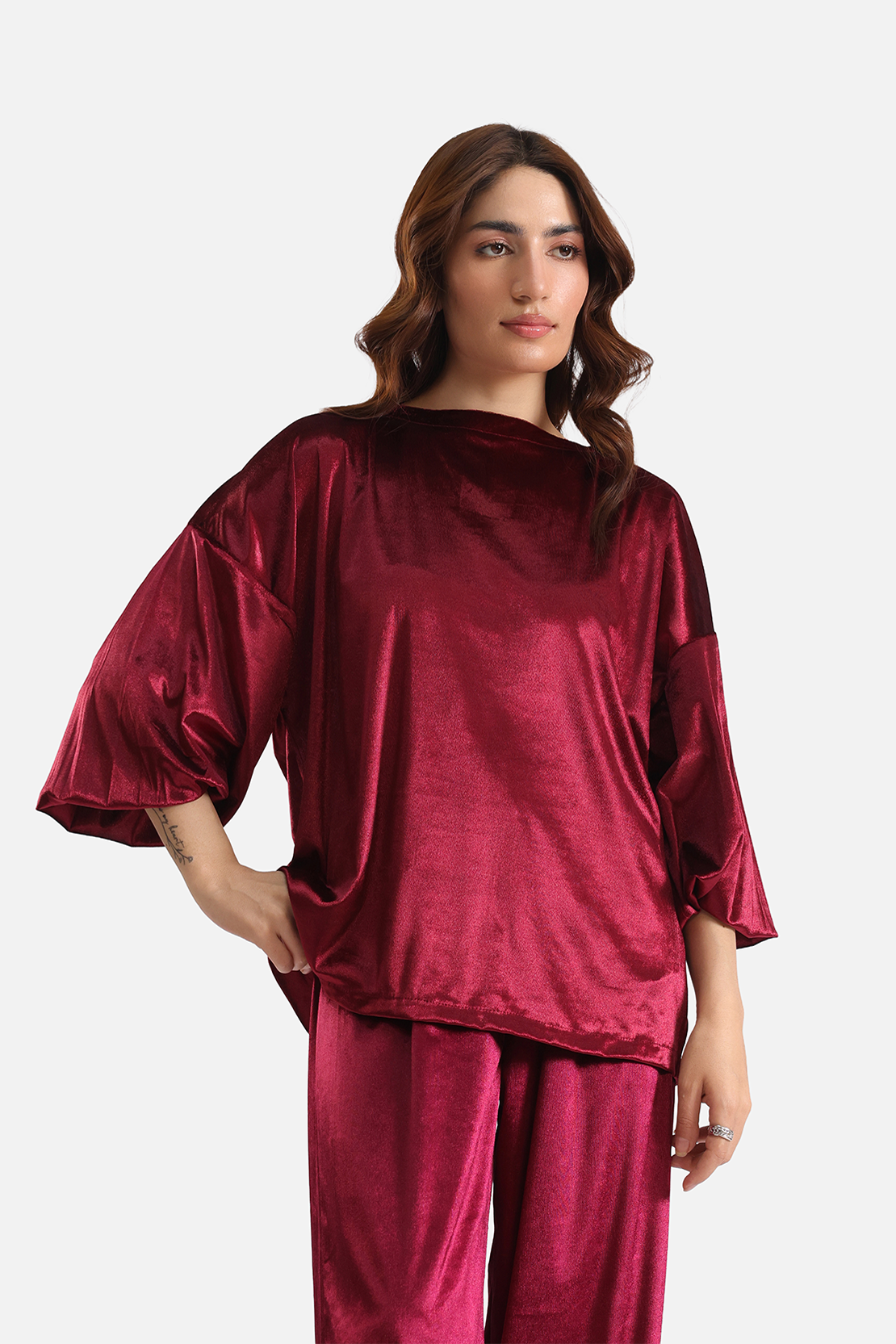 Co-ord set velvet top