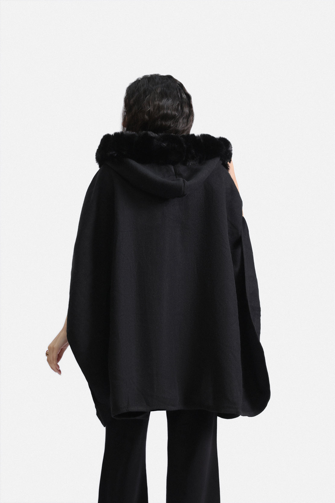 Hooded Fur Cape Shawl