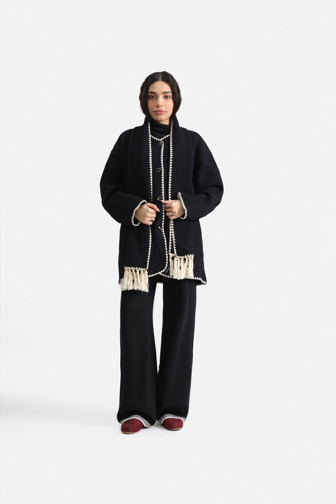 Coat with scarf