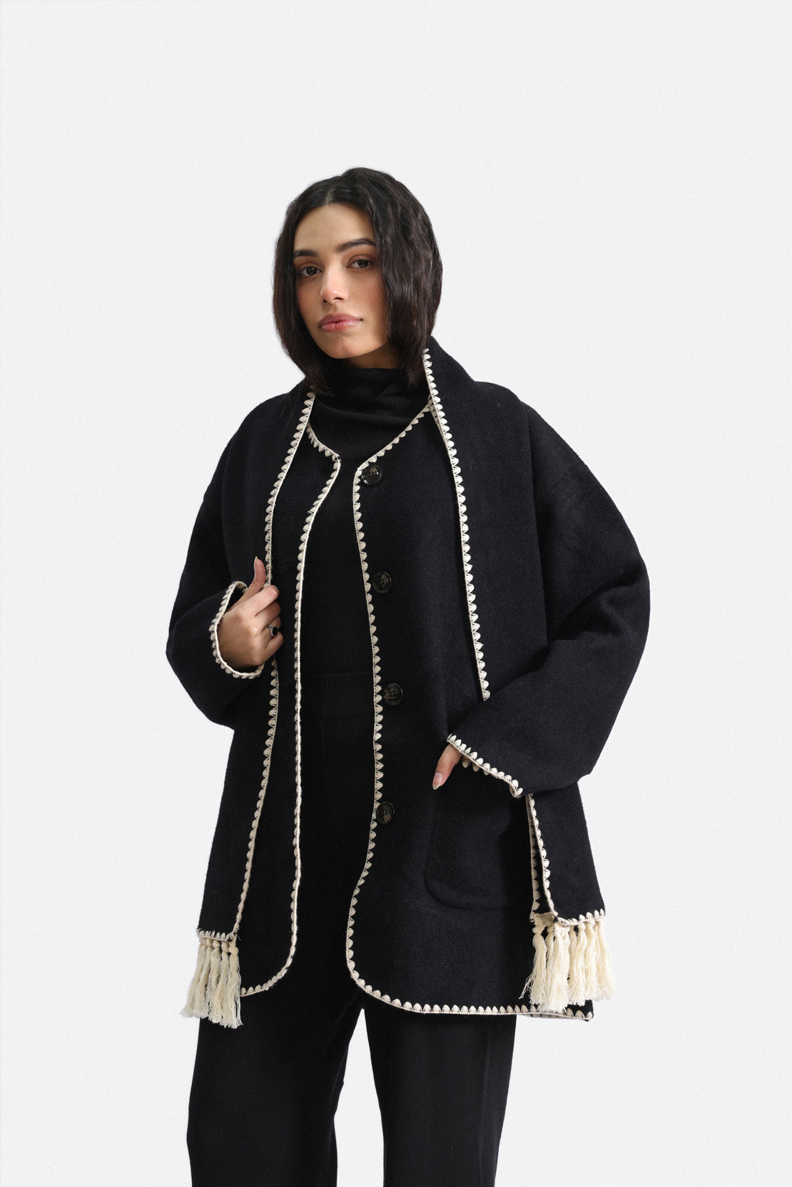 Coat with scarf