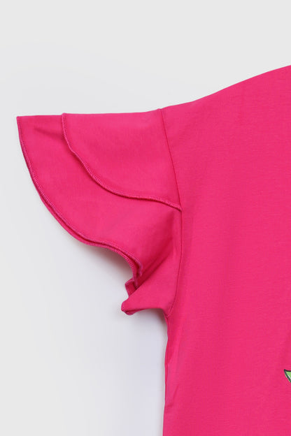 Ruffled sleeve T-shirt