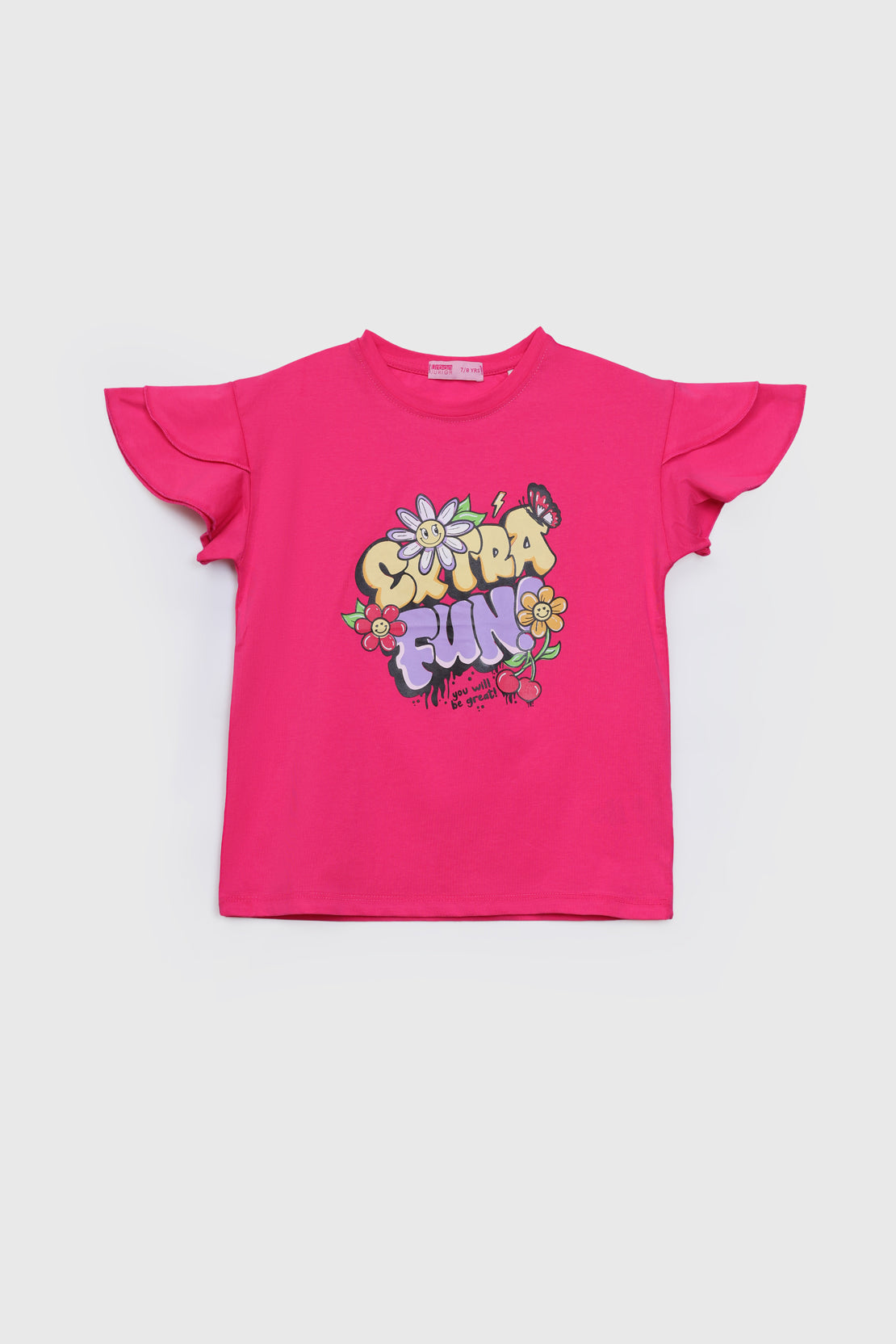 Ruffled sleeve T-shirt