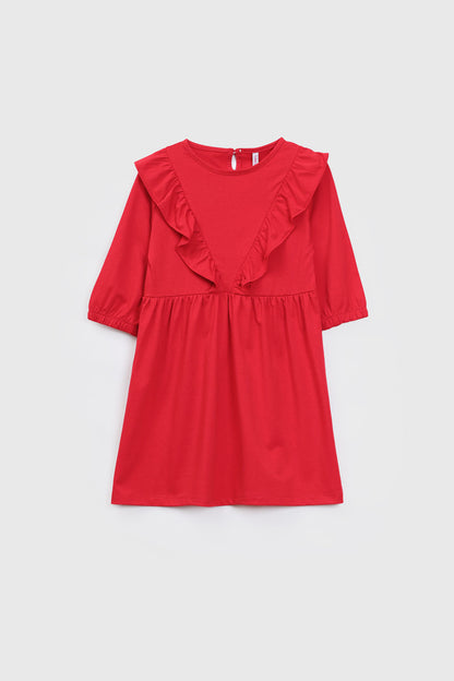 FLOUNCE-TRIMMED DRESS