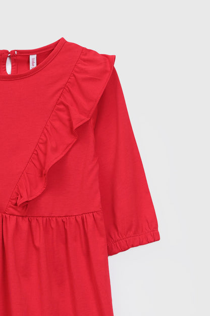 FLOUNCE-TRIMMED DRESS