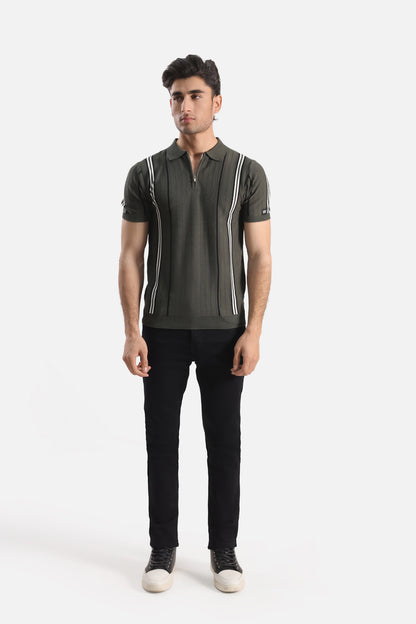 Quarter Zip-Up Polo Shirt