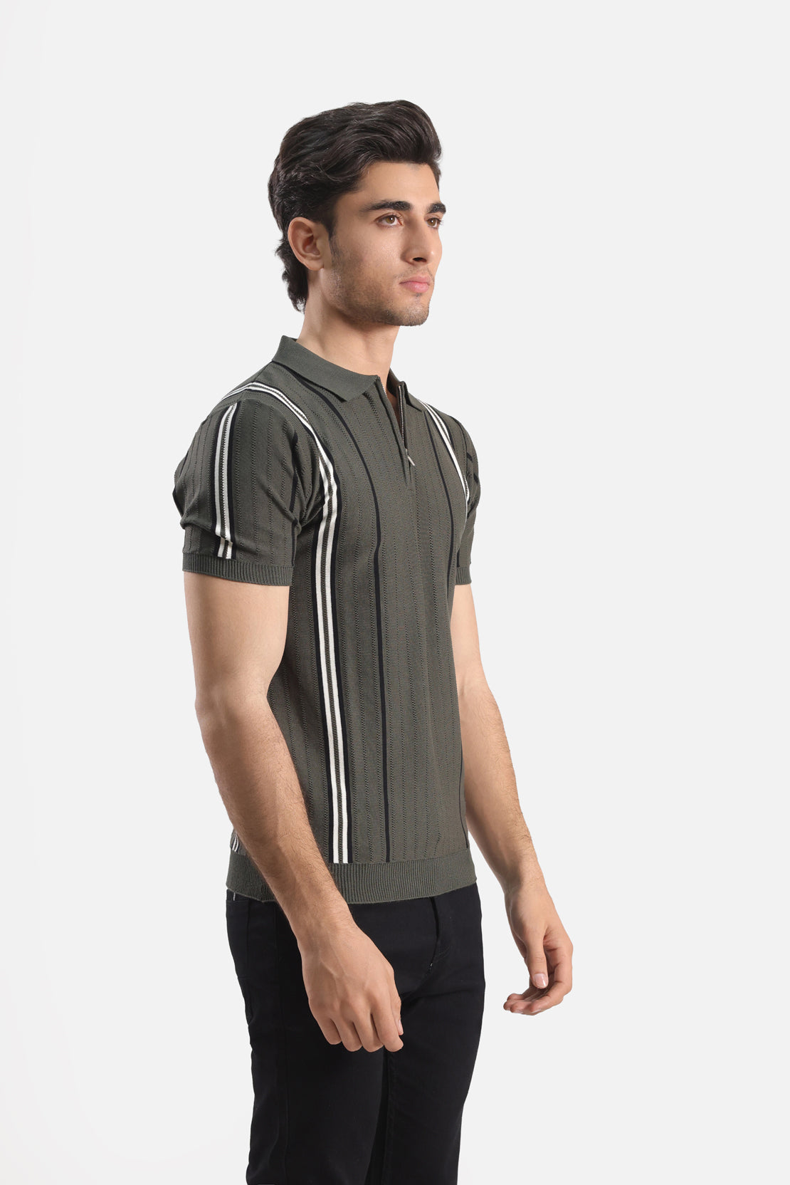 Quarter Zip-Up Polo Shirt