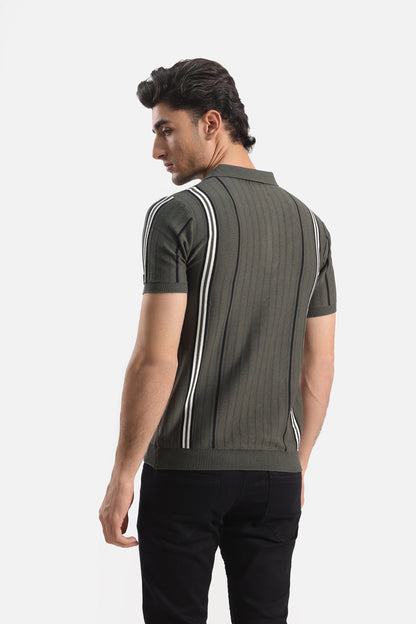 Quarter Zip-Up Polo Shirt