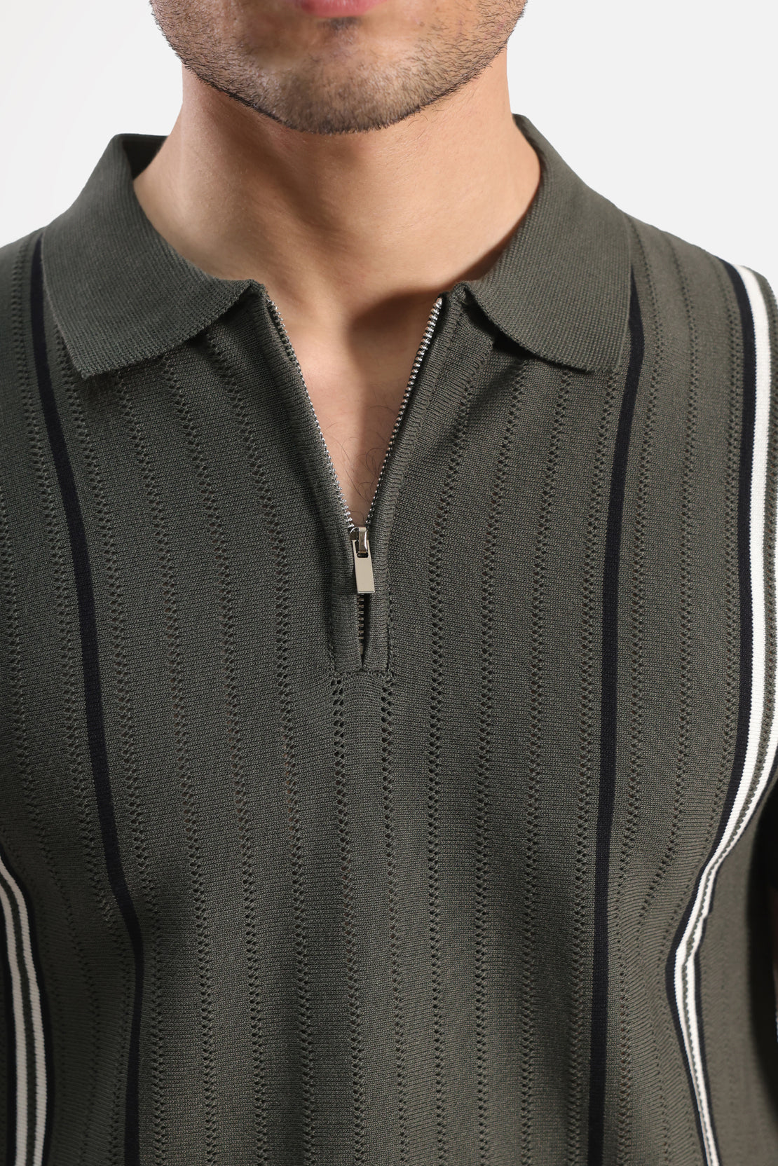 Quarter Zip-Up Polo Shirt