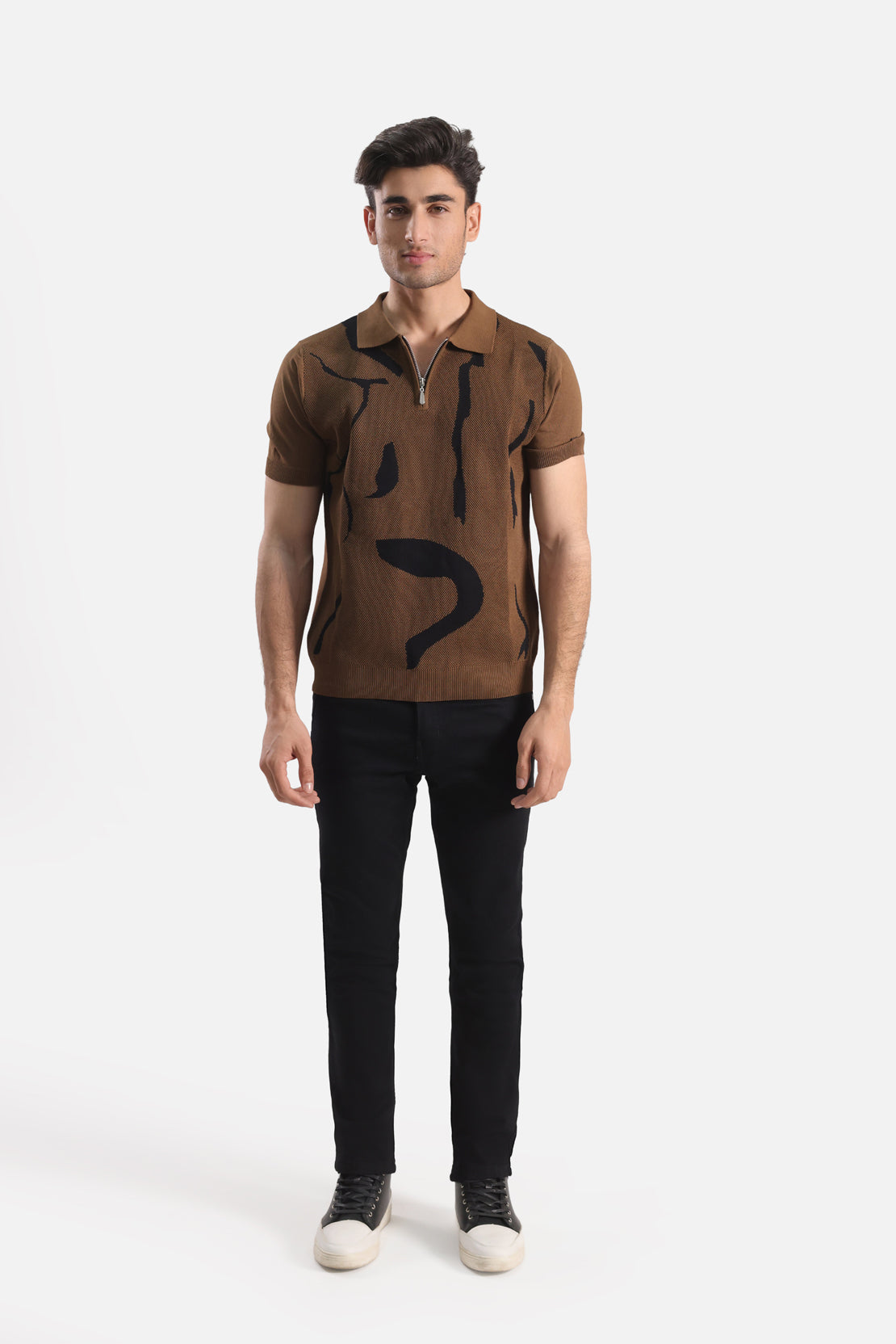 Quarter Zip-Up Polo Shirt