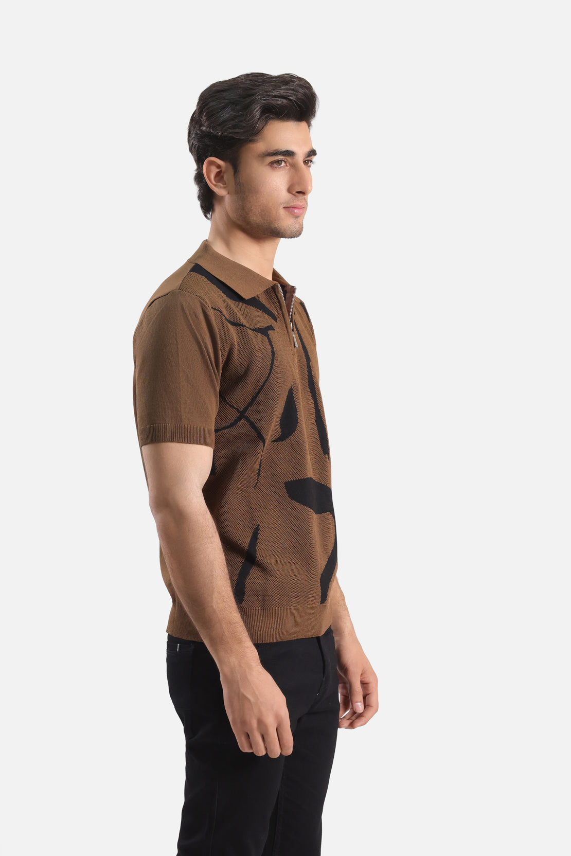 Quarter Zip-Up Polo Shirt