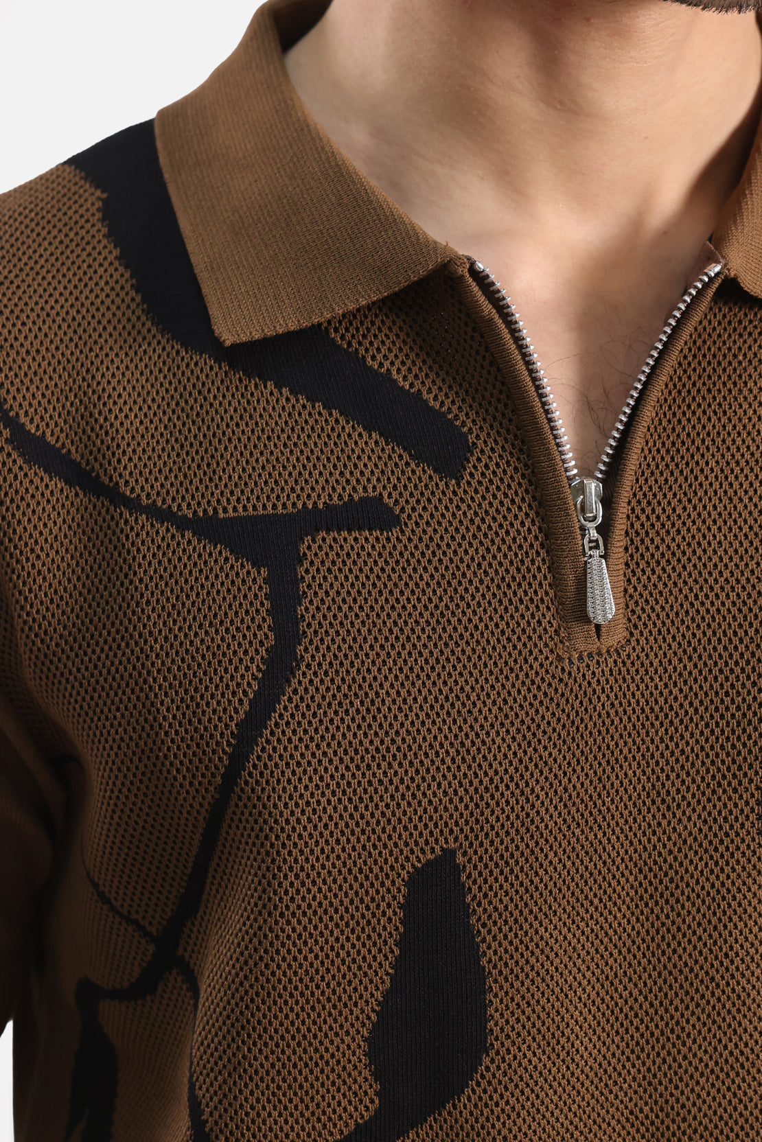 Quarter Zip-Up Polo Shirt
