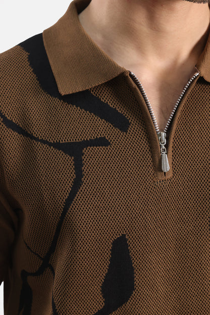 Quarter Zip-Up Polo Shirt