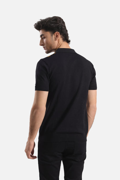 Quarter Zip-Up Polo Shirt