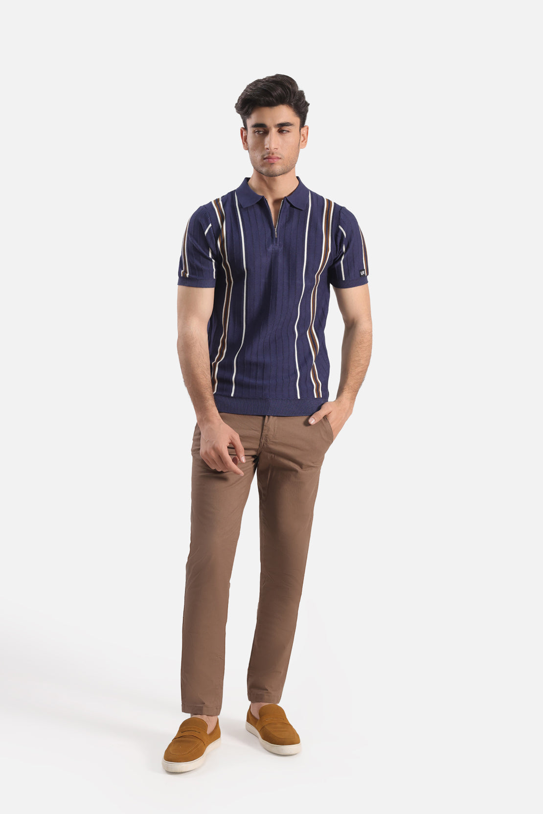 Quarter Zip-Up Polo Shirt