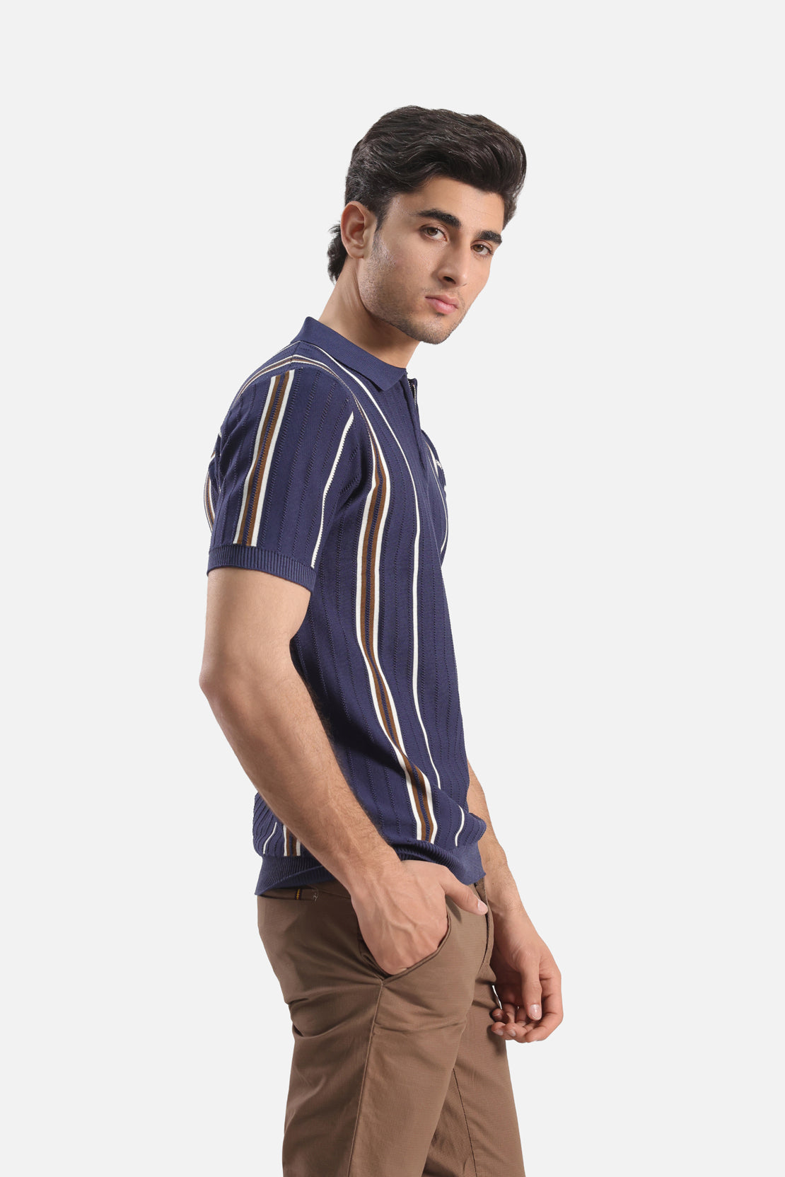 Quarter Zip-Up Polo Shirt