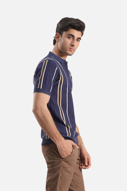 Quarter Zip-Up Polo Shirt