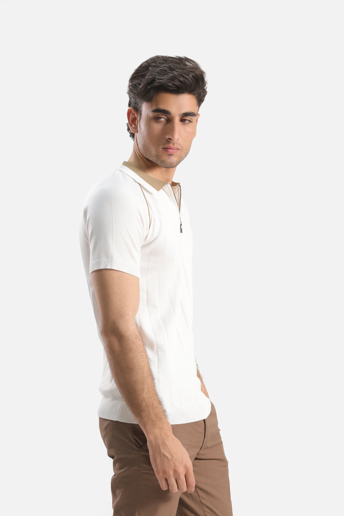 Quarter Zip-Up Polo Shirt
