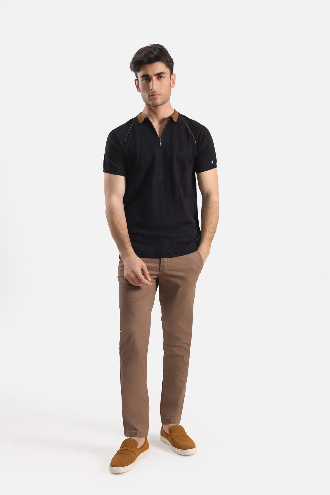 Quarter Zip-Up Polo Shirt