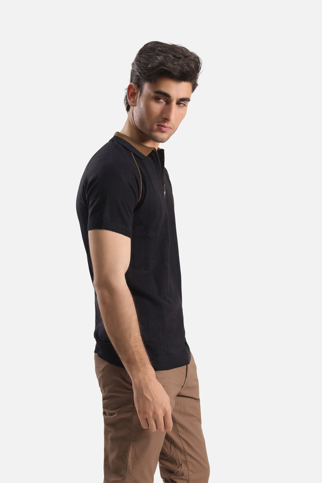 Quarter Zip-Up Polo Shirt