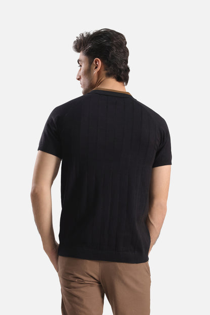 Quarter Zip-Up Polo Shirt