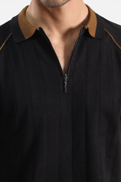 Quarter Zip-Up Polo Shirt