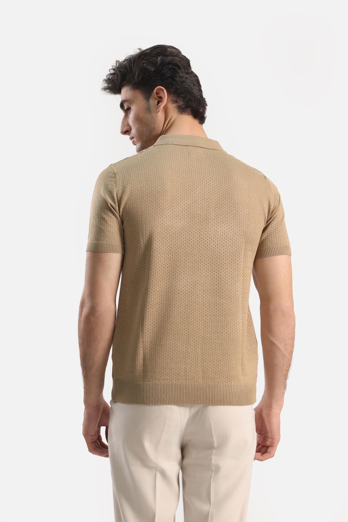 Quarter Zip-Up Polo Shirt