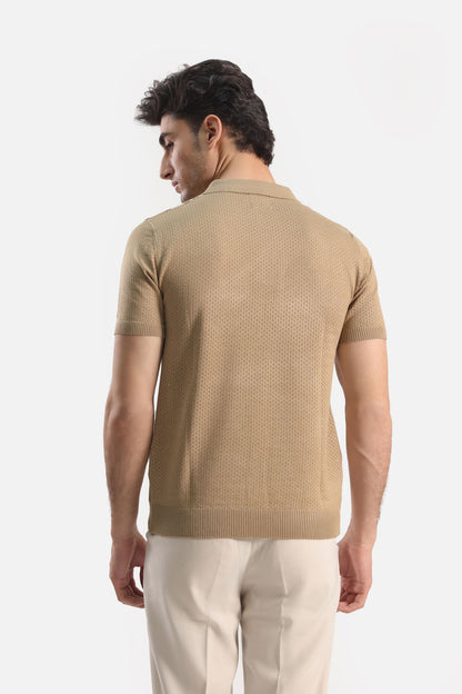 Quarter Zip-Up Polo Shirt