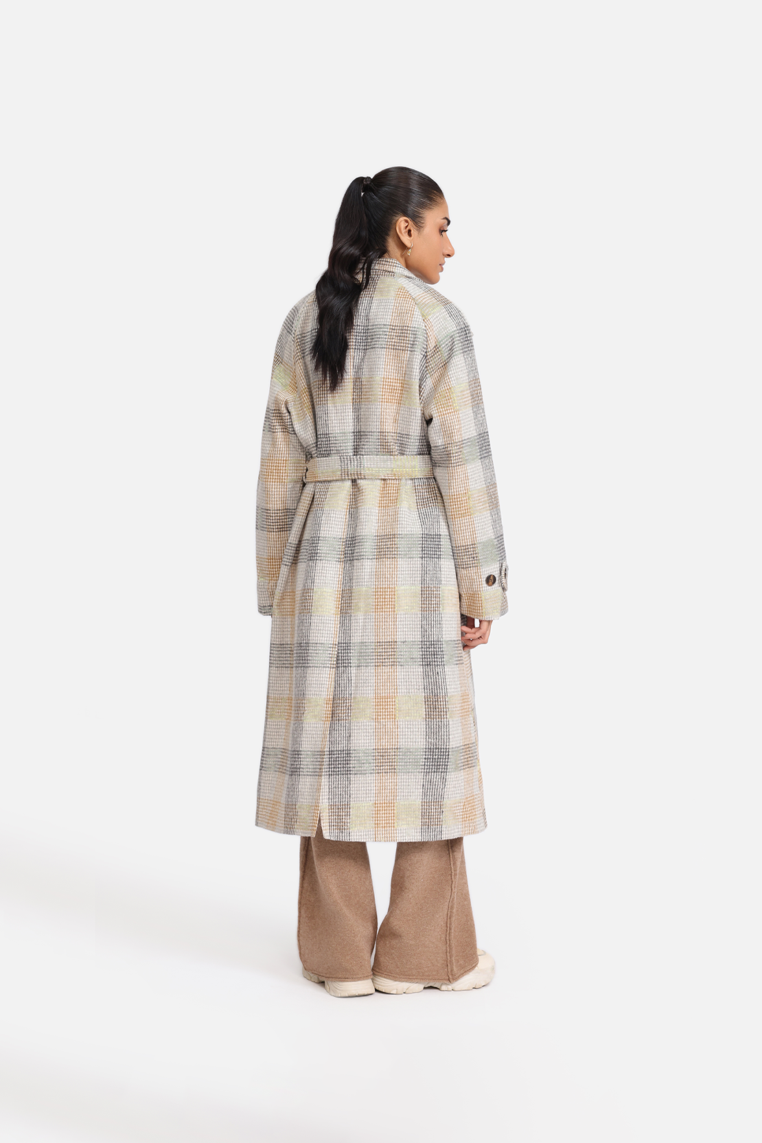 BELTED CHECKED COAT