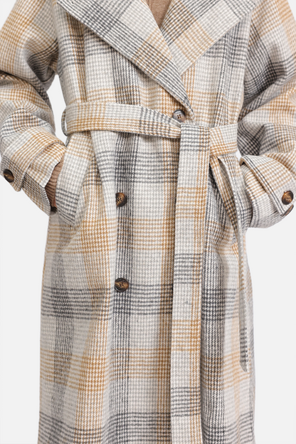 BELTED CHECKED COAT