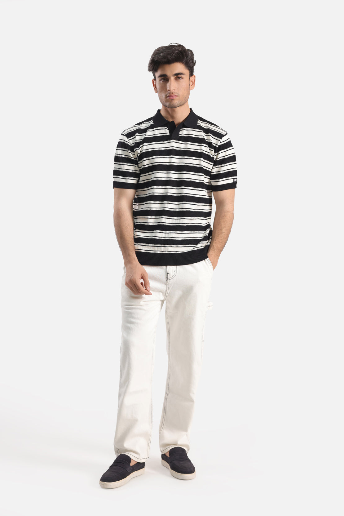 STRIPED JOHNNY COLLAR POLO