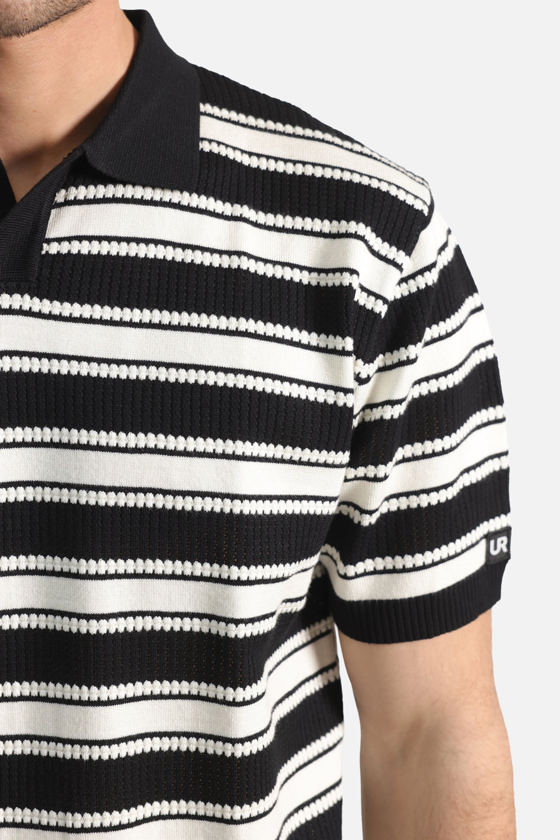 STRIPED JOHNNY COLLAR POLO