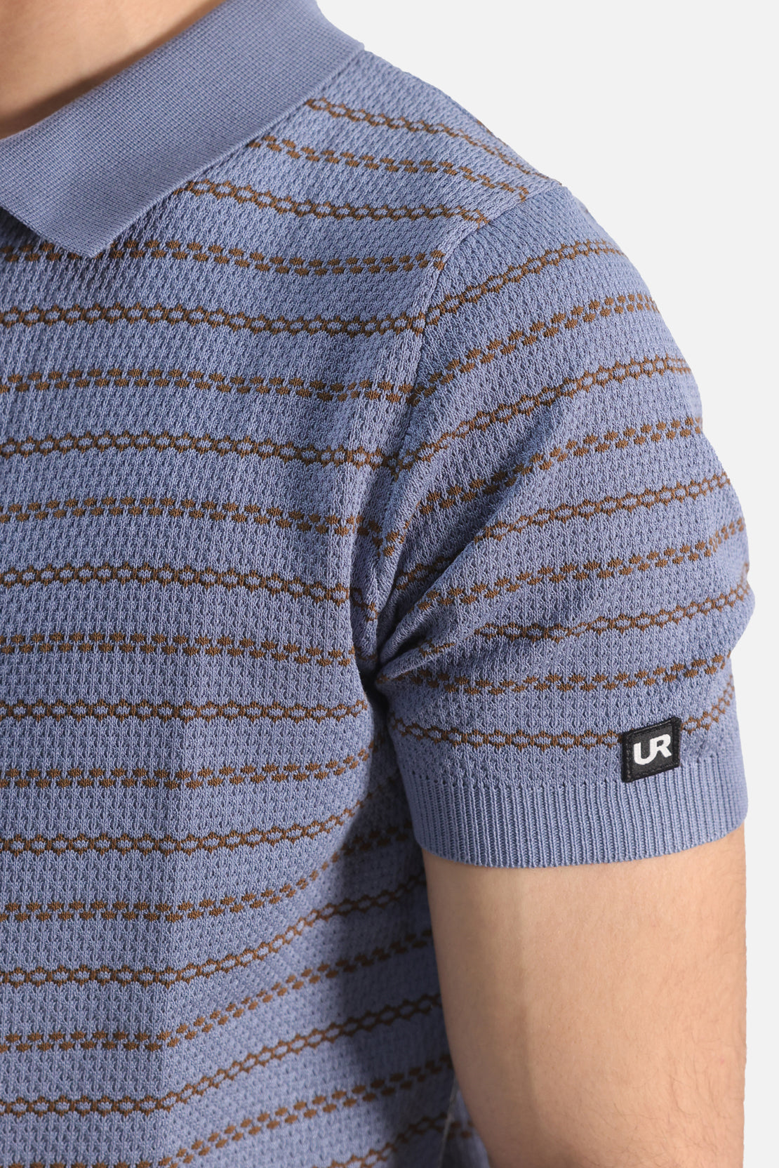 striped Quarter Zip-Up Polo Shirt