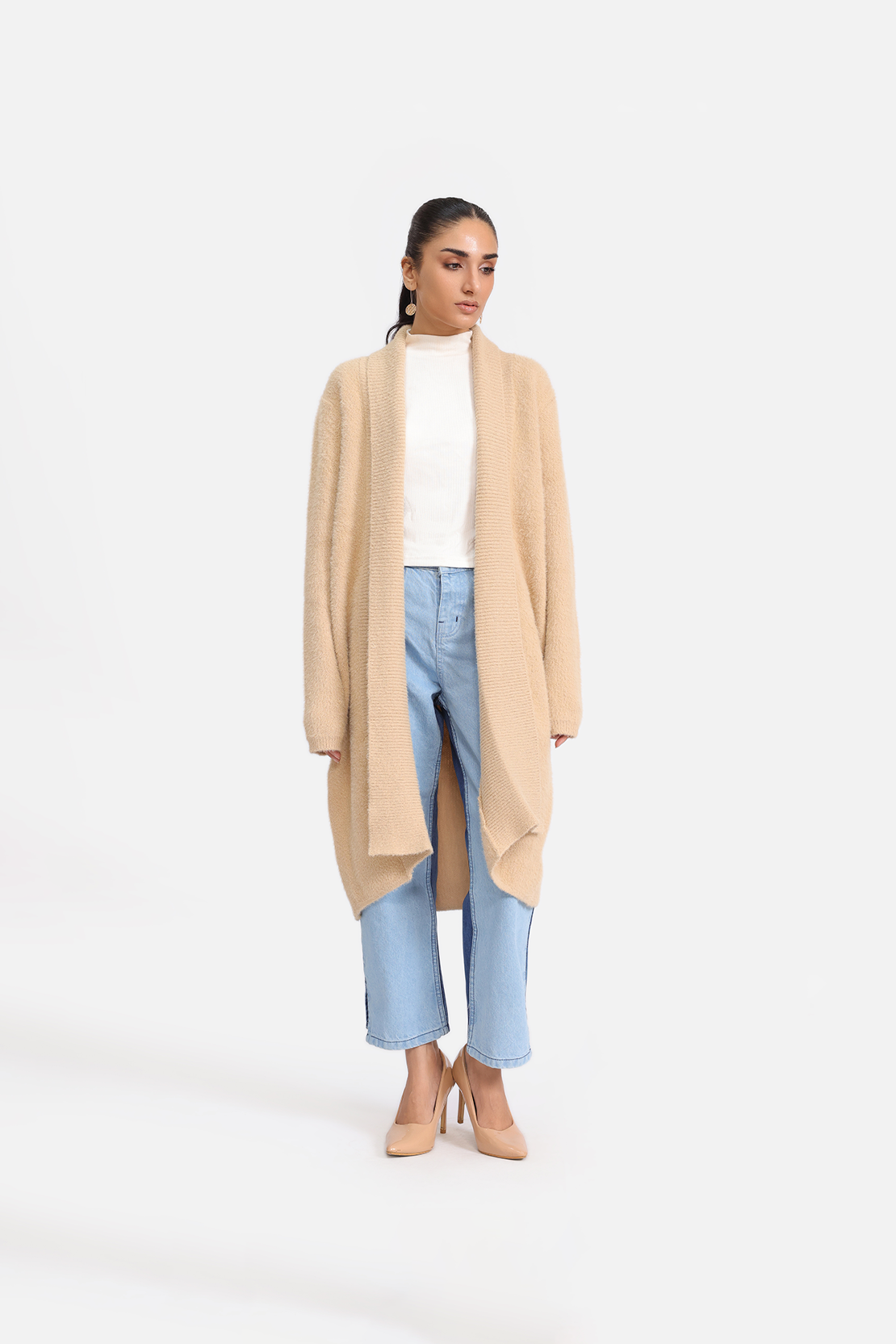 OPEN-FRONT LONG CARDIGAN